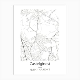 Castelginest,France Minimalist Map Art Print