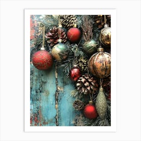 Intage Christmas Mixed Media 6 Art Print