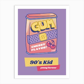 Gum Cherry Flavor - Retro Design Maker Featuring 90s Illustrations Art Print