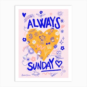 Maximalist Pink Blue - Always Sunday Art Print