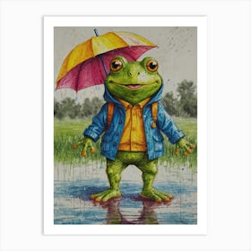 Frog In The Rain 2 Art Print