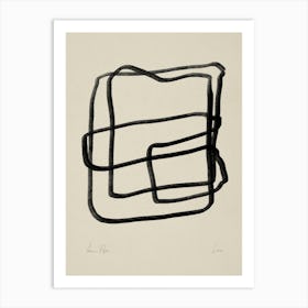 Black Thick Lines On Beige Art Print