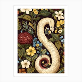 Floral Folk Serpent 1 Art Print