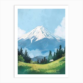 Mount Fuji Japan 4 Retro Illustration Art Print