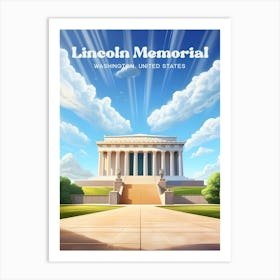 Lincoln Memorial Washington United States Monument Modern Travel Illustration Art Print