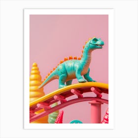 Pastel Toy Dinosaur On A Rollercoaster 1 Art Print