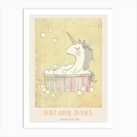 Pastel Unicorn Storybook In A Bubble Bath 1 Poster Art Print