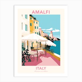 Amalfi, Italy, Flat Pastels Tones Illustration 3 Poster Art Print