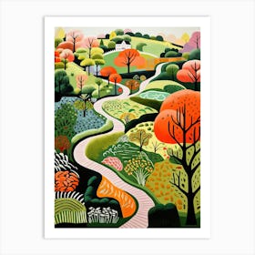 Garden Of Cosmic Speculation, United Kingdom In Autumn Fall Illustration 2 Art Print