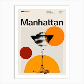 Mid Century Manhattan Cocktail Art Print