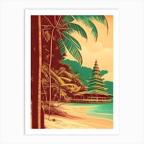 Koh Lanta Thailand Vintage Sketch Tropical Destination Art Print