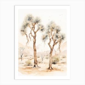  Minimalist Joshua Trees In Mojave Desert Line Art 3 Art Print