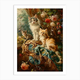 Rococo Inspired Painting Of Kittens 6 Art Print