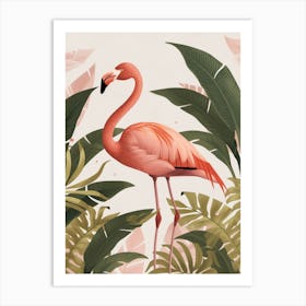 Chilean Flamingo Bird Of Paradise Minimalist Illustration 3 Art Print