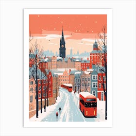 Retro Winter Illustration Edinburgh Scotland 5 Art Print