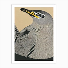 Galapagos Penguin Linocut Art Print