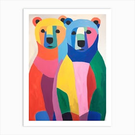 Colourful Kids Animal Art Grizzly Bear 4 Art Print