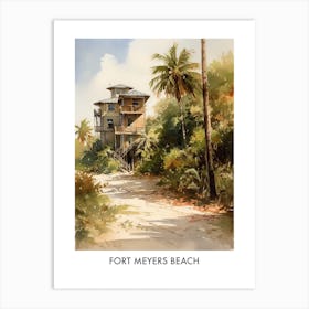 Fort Myers Beach Watercolor 2travel Poster Art Print