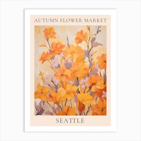 Autumn Flower Market Poster Seattle Art Print