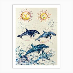 Dolphins In The Sun Art Print