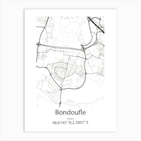 Bondoufle,France Minimalist Map Art Print