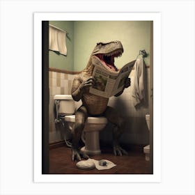 Dinosaur Reading Newspaper Art Print