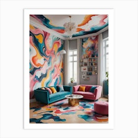 Ethereal Living: Furniture Without Boundaries Colorful Living Room Art Print