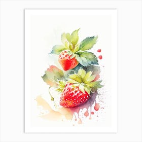 Strawberry Plant,, Fruit, Storybook Watercolours Art Print