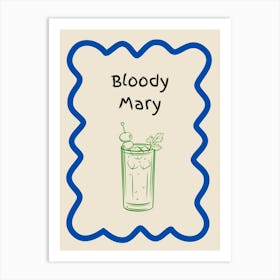 Bloody Mary Doodle Poster Blue & Green Art Print