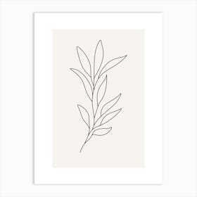 Line Drawing Of A Leaf Monoline Asthetic Mnimalist Drawing Art Print