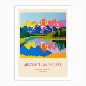 Colourful Abstract Grand Teton National Park Usa 3 Poster Art Print