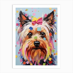 Yorkshire Terrier With A Bow Collage Art Print