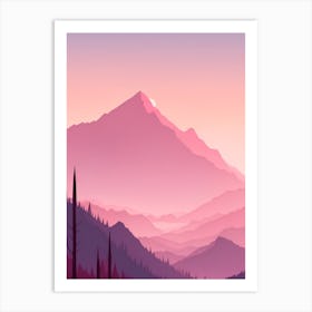Misty Mountains Vertical Background In Pink Tone Art Print