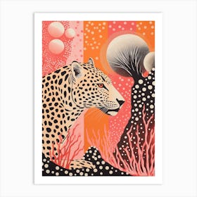 Cheetah Pink & Orange 2 Art Print