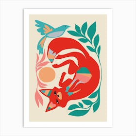 Fox And Bird Art Print