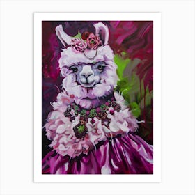 Animal Party: Crumpled Cute Critters with Cocktails and Cigars Llama Art Print