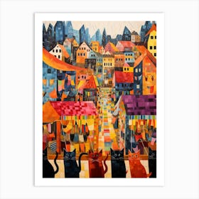 Cats At A Market  Art Print