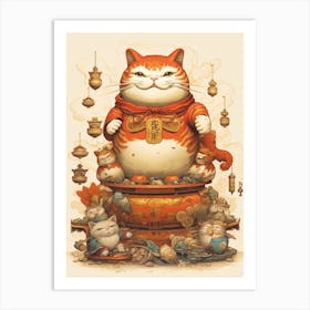 Fortune Cat Detailed Illustration 3 Art Print