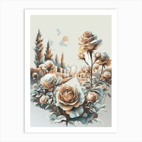 Roses In The Garden Painting Art Print