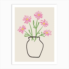 Pink Flowers In A Vase 1 Art Print