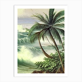 Crashing Waves Landscapes Waterscape Vintage Illustration 1 Art Print