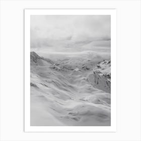 Mountains Cloudy Alps Black And White Art Print