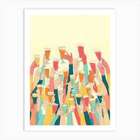 Happy People Holding Glasses Of Wine Art Print