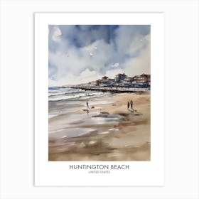 Huntington Beach 1 Watercolour Travel Poster Art Print