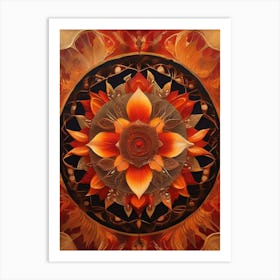 Distinctive boho art.Golden Harvest Mandala.3 Art Print