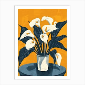 Calla Lily Flowers On A Table   Contemporary Illustration 2 Art Print