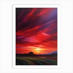 Sunset Over The Fields Art Print