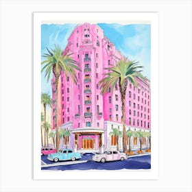 The Beverly Wilshire Beverly Hills   Beverly Hills, California   Resort Storybook Illustration 4 Art Print