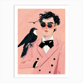 Man With A Bird 1 Art Print