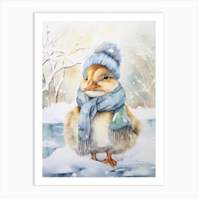 Winter Duckling With Scarf Painting 1 Art Print
